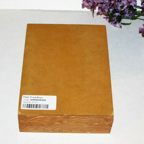 Handmade Boho Trinket Keepsake Jewelry Box Wood & Crushed Gemstones Lined - Picture 9 of 10